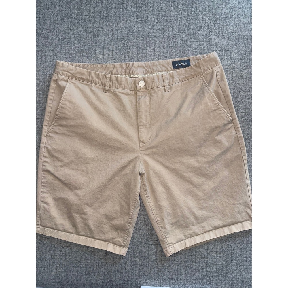 Bonobos 40 Mens Chino Shorts Khaki Tan 11 Inch Inseam Cotton Twill Flat Front